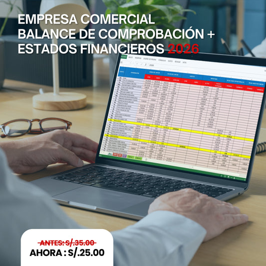 Excel de Balance de comprobación + Estado de Resultado por Naturaleza + Estado de Resultado por Función + Estado de situación financiera y asientos de cierre.
