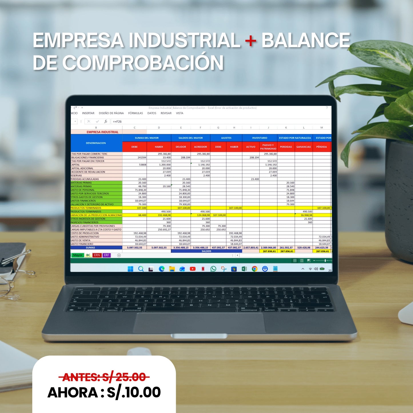 Empresa Industrial - Balance de Comprobación – Excel Editable